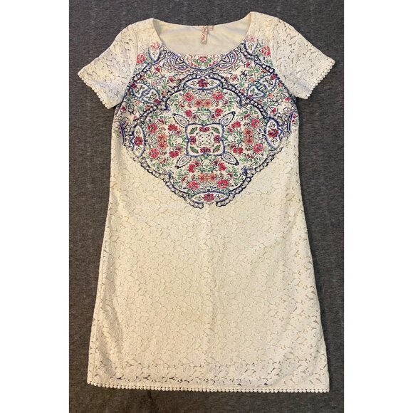 Red Camel Dresses & Skirts - Red Camel Womens Lace Dress Small Ivory Short Sleeves Boho Y2K Short Lined
